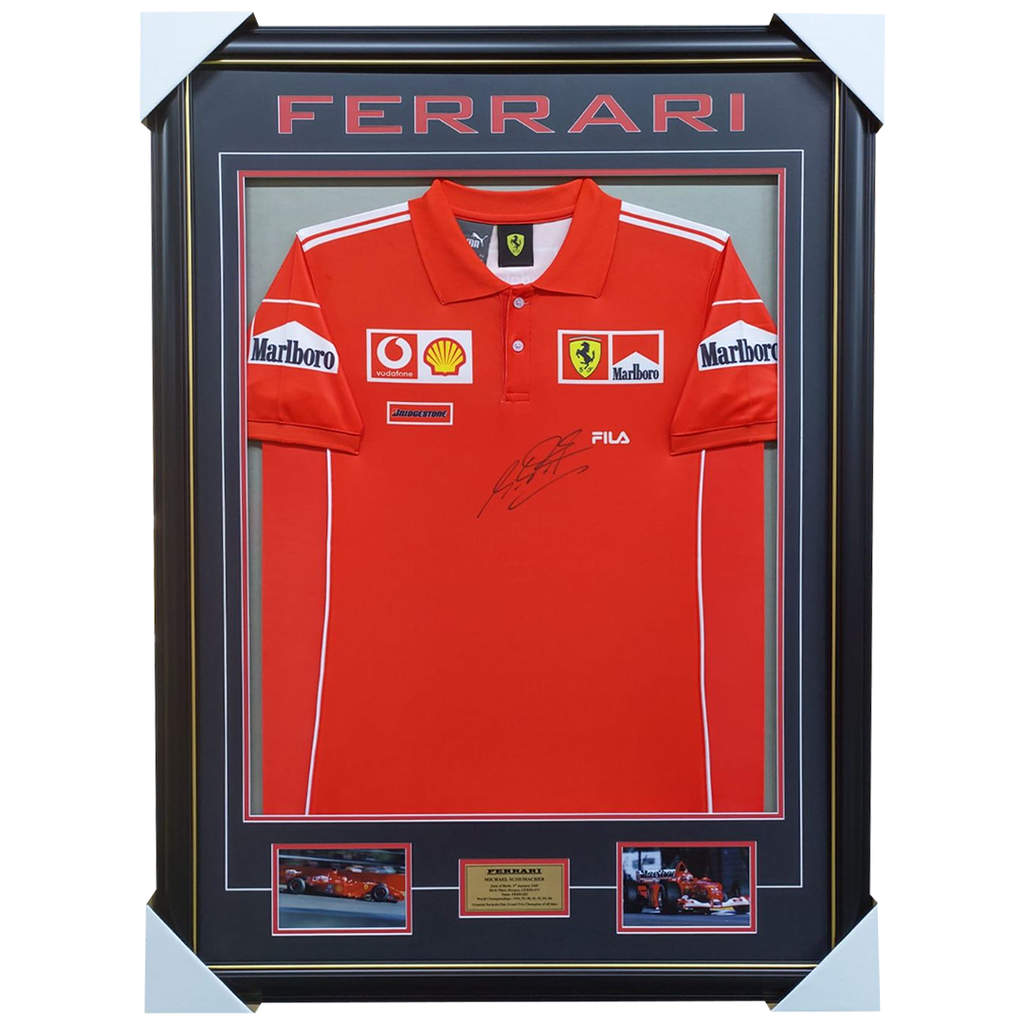 Michael Schumacher Hand Signed Ferrari Shirt Framed 100% Authentic - 7392