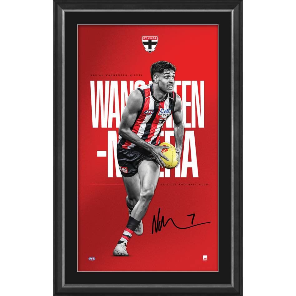 Nasiah Wanganeen-Milera Signed St Kilda Official AFL Vertiramic Print Framed - 7403