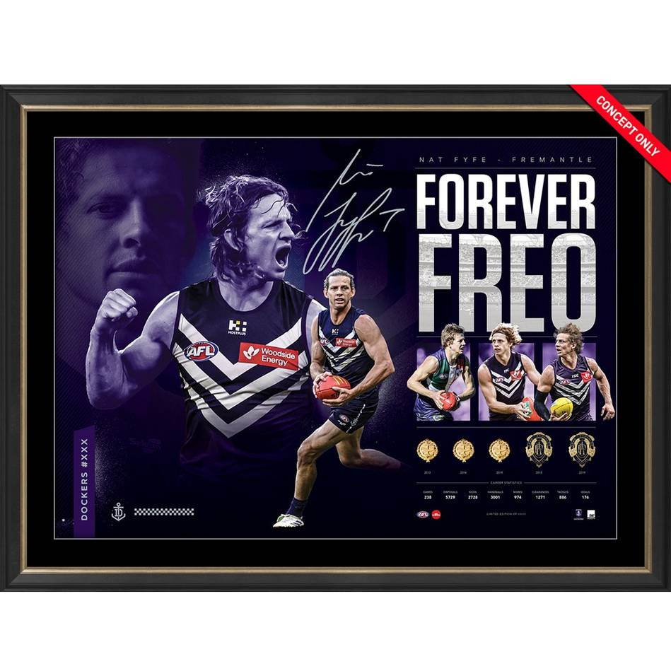 Nat Fyfe Signed Fremantle Dockers Official AFL Retirement Lithograph Framed - 7217