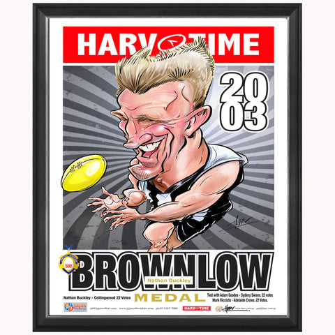 Nathan Buckley 2003 Brownlow Medal Collingwood L/E Print Framed - 5587