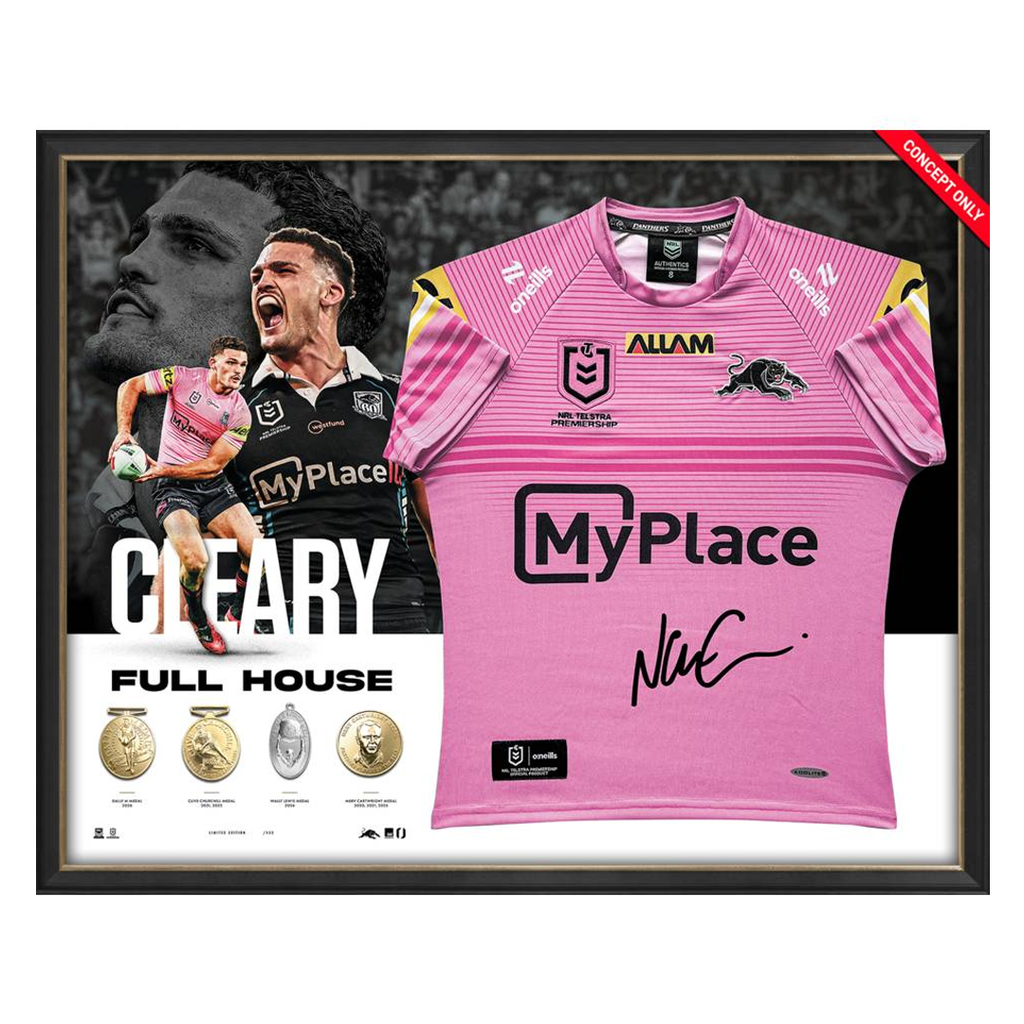 Nathan Cleary Full House Signed 2026 Dally M Official NRL Jersey Display Framed - 7651
