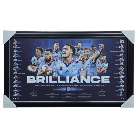 New South Wales 2026 State of Origin Dual Signed Official Lithograph Framed - 7567