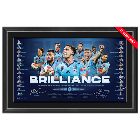 New South Wales 2026 State of Origin Dual Signed Official Lithograph Framed - 7567