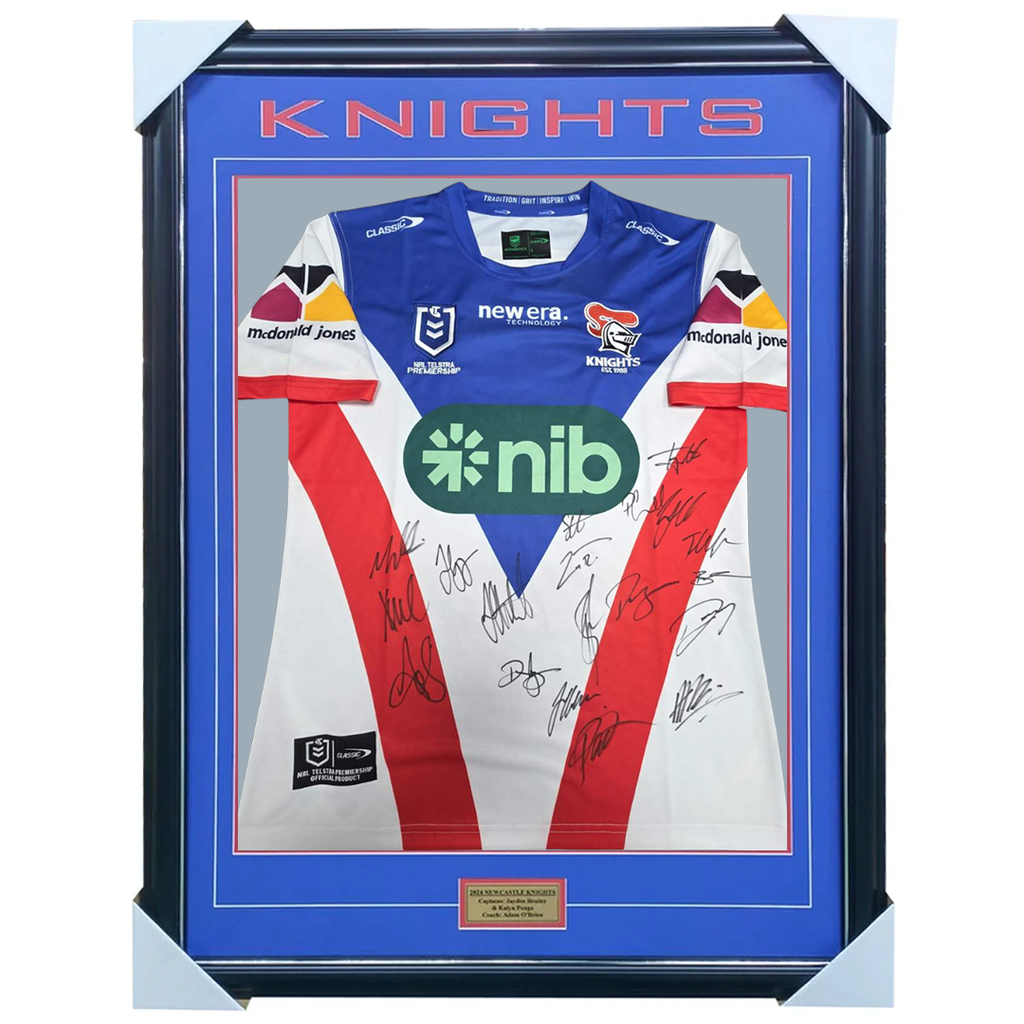 Newcastle Knights 2025 Team Signed Away Jersey Framed - 7688