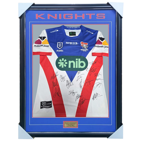 Newcastle Knights 2025 Team Signed Away Jersey Framed - 7688