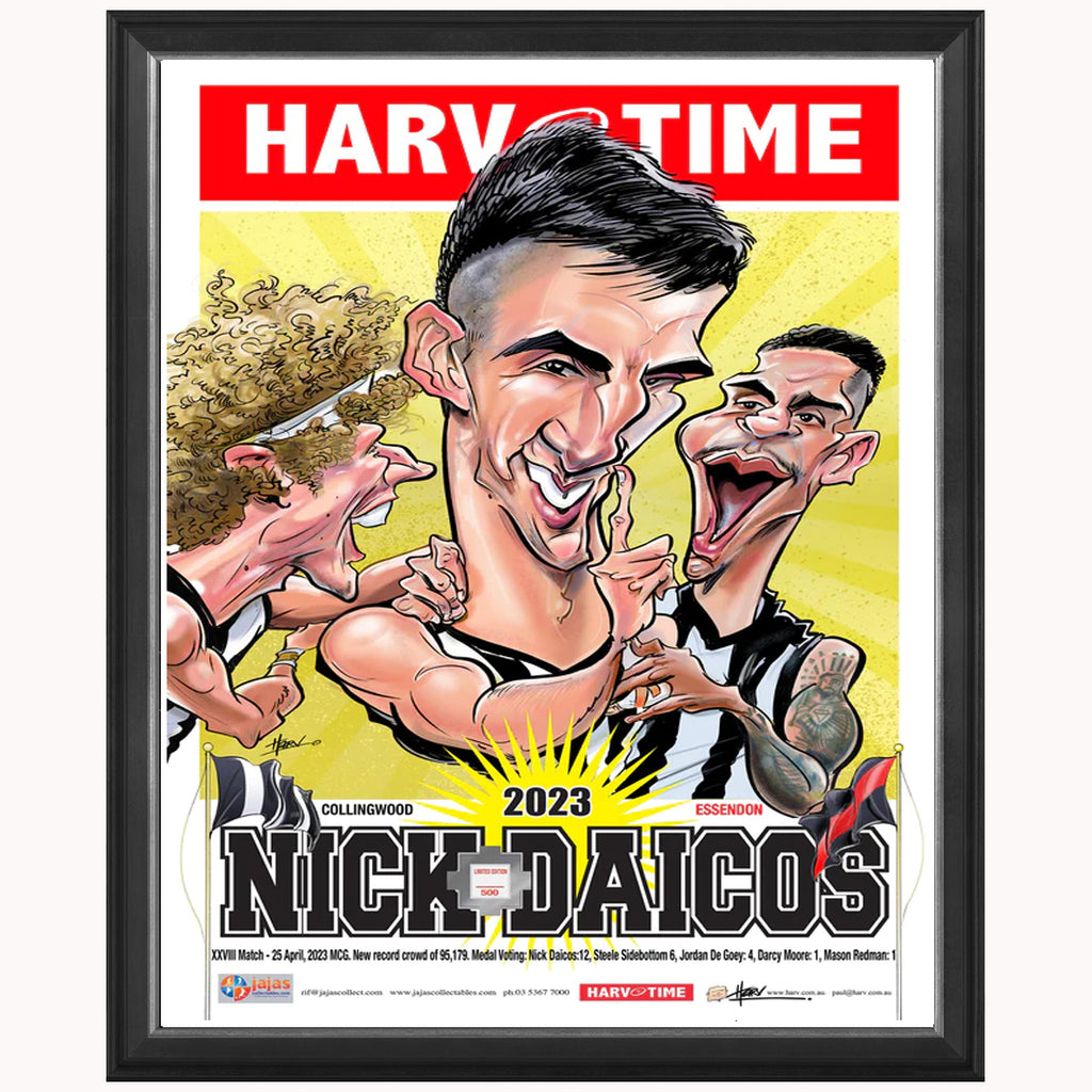 Nick Daicos Collingwood 2023 Anzac Day Medallist Harv Time L/E Print Framed - 5473