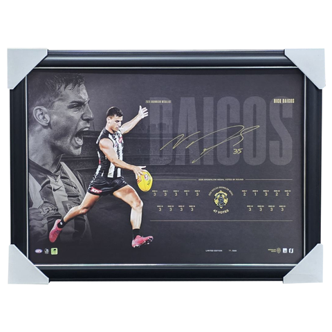 Nick Daicos 2026 Brownlow Medal Collingwood Official AFL Signed Lithograph Framed - 7619