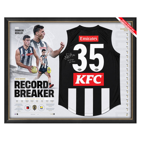 Nick Daicos Signed 2026 Deluxe Brownlow Official AFL Guernsey Framed - 7621