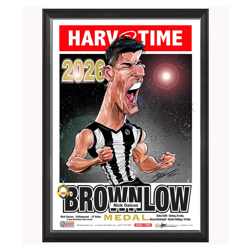 Nick Daicos, 2026 Brownlow Medal, Harv Time Print Framed - 7624