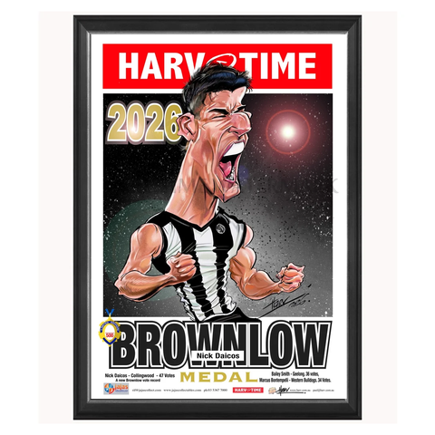 Nick Daicos, 2026 Brownlow Medal, Harv Time Print Framed - 7624
