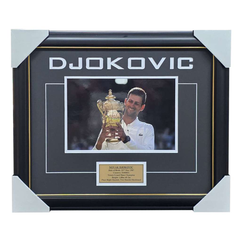 Novak Djokovic Signed Tennis Photo Framed + Plaque Australia Open Champion + Coa - 2253