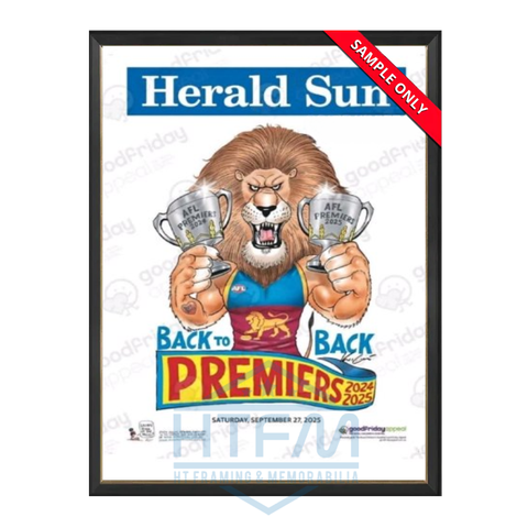 Brisbane Lions 2025 Premiers Herald Sun Mark Knights Print Framed - 7261