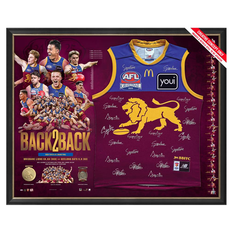 PRE-ORDER Brisbane Lions 2025 Premiership Team Signed Guernsey Framed - 7260