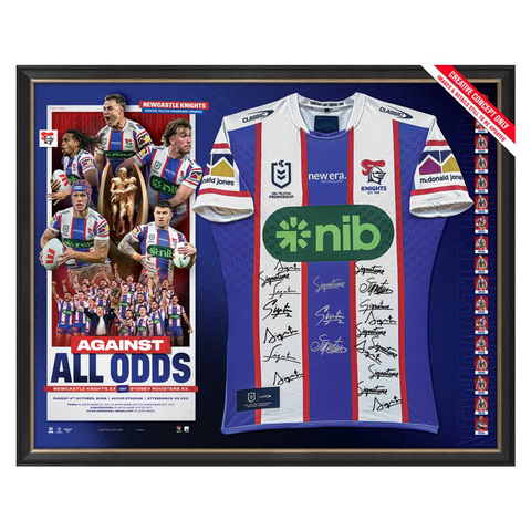 Newcastle Knights 2026 Premiers Team Signed Official NRL Jersey Framed PRE-ORDER - 7648