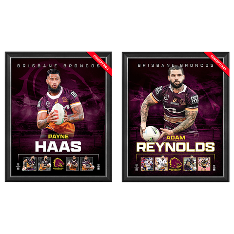 Brisbane Broncos Package Official Licensed Nrl Prints Framed Haas Reynolds - 5504