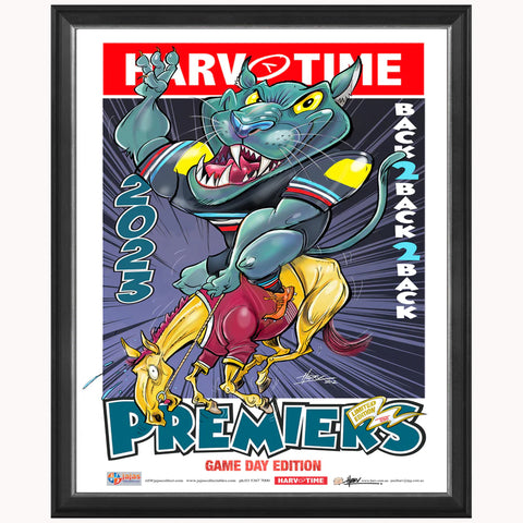 Penrith Panthers 2023 NRL Premiers Game Day Limited Edition Harv Time Print Framed – 5629