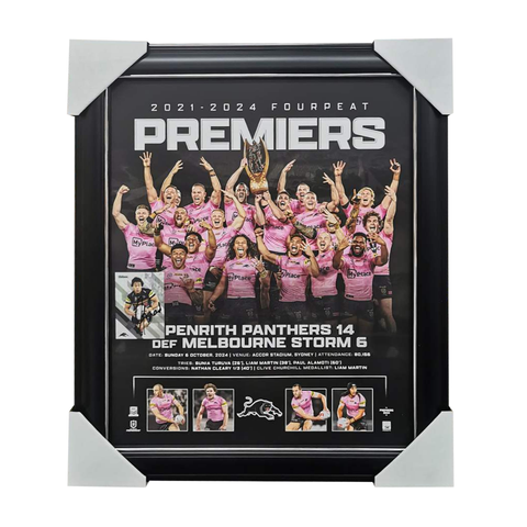 Penrith Panthers 2024 NRL Premiers Official Print Framed + Signed Jarome Luai Card - 6077