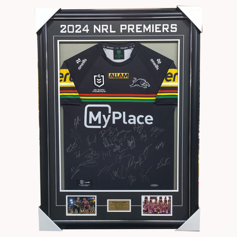 Penrith Panthers 2024 NRL Premiers Signed Official NRL Jersey Framed - 7504