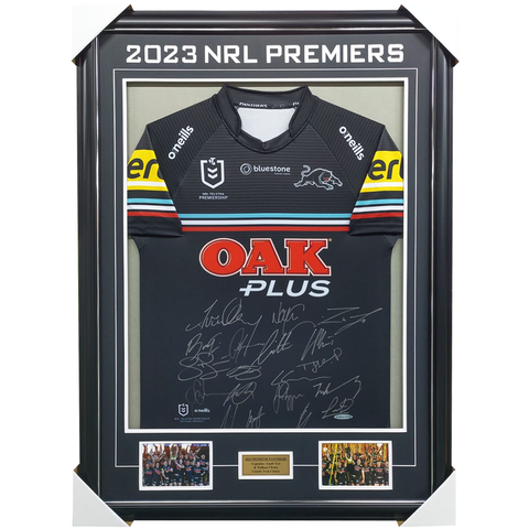 Penrith Panthers 2023 NRL Premiers Signed Official NRL Jersey Framed - 7408