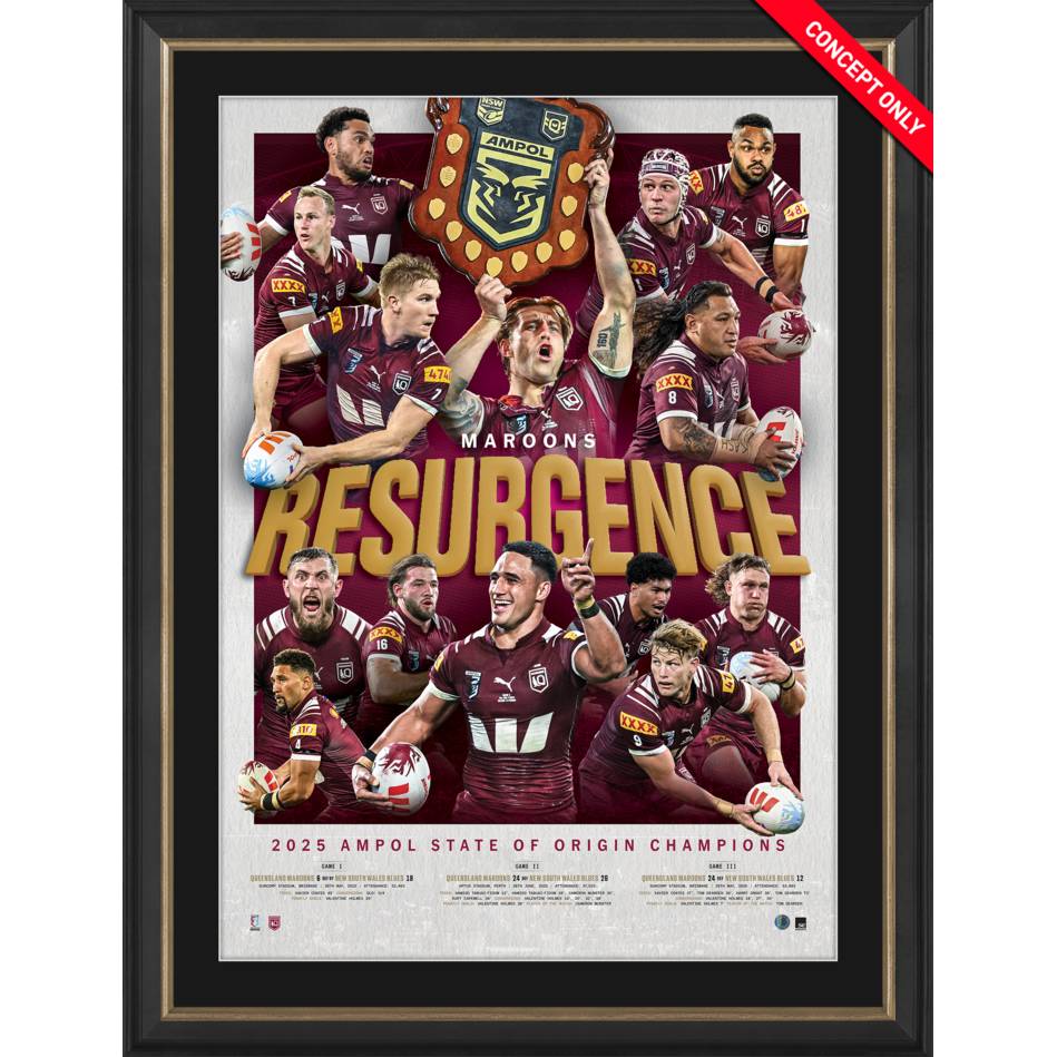 Queensland Maroons 2025 State of Origin Champions Sportsprint Framed - 7189