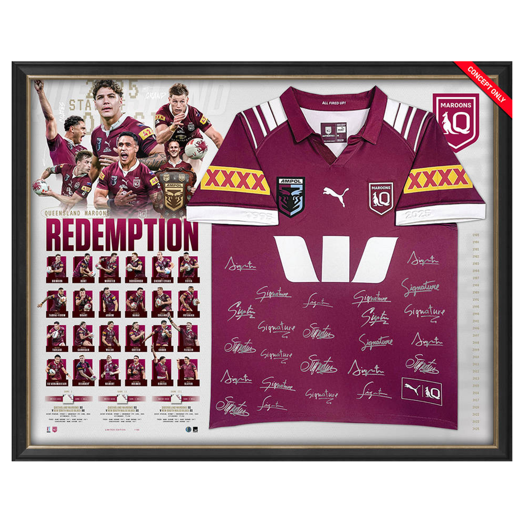 Queensland Maroons 2025 State of Origin Champions Signed Jersey Framed - 7188