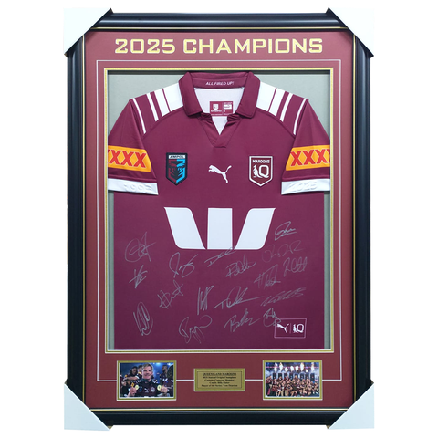 Queensland Maroons 2025 State of Origin Signed Champions Jersey Framed - 7206