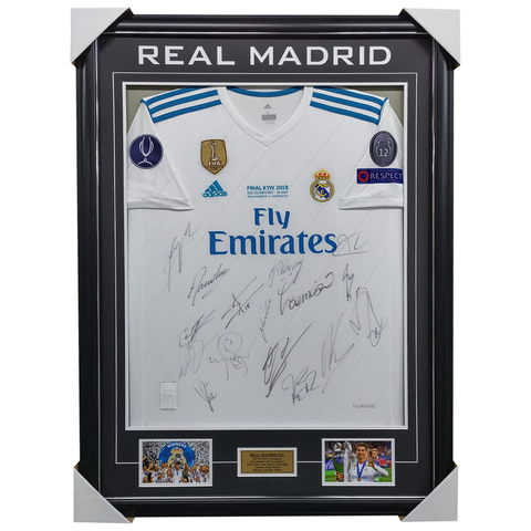 Real Madrid 2018 Champions League Team Signed Jersey Framed Ronaldo + COA - 7207