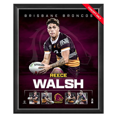 Reece Walsh Brisbane Broncos Official NRL Player Print Framed - 5591