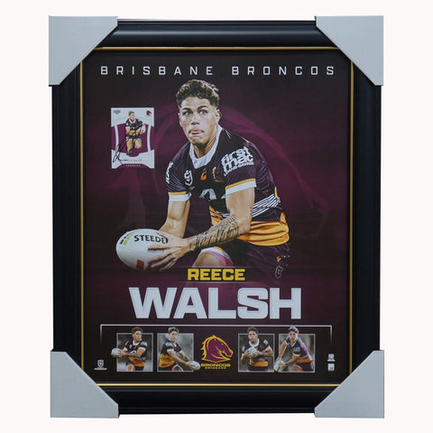 Reece Walsh Brisbane Broncos Official NRL Player Print Framed + Signed Card - 5637
