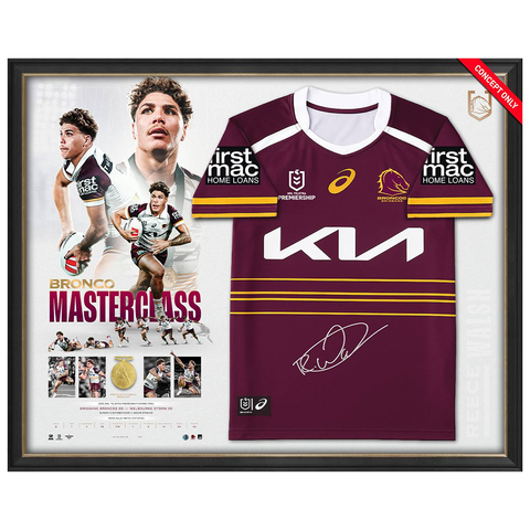 Reece Walsh Signed 2025 NRL Premiers Official Brisbane Broncos Jersey Display Framed - 7302