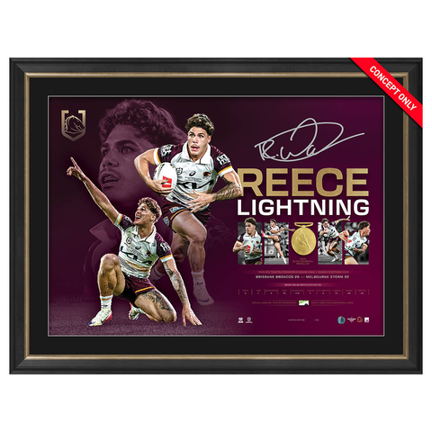 Reece Walsh Signed Official NRL 2025 Clive Churchill Medallist Lithograph Framed - 7303