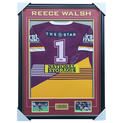 Reece Walsh Brisbane Broncos Signed Jersey Framed With Photos - 6087
