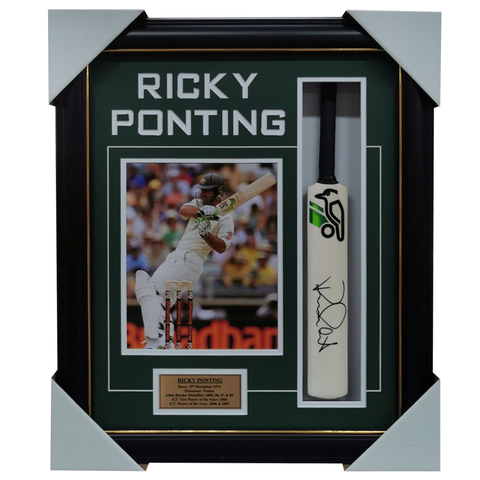 Ricky Ponting Australia Cricket Signed Mini Bat Collage Framed - 1356