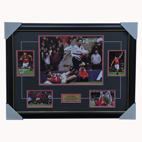 Ryan Giggs Signed Manchester United Wonder Goal Photo Collage Framed Private Signing - 7437
