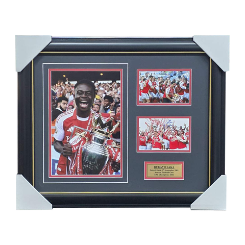 Saka Signed Arsenal EPL Champions Collage Framed - 7558