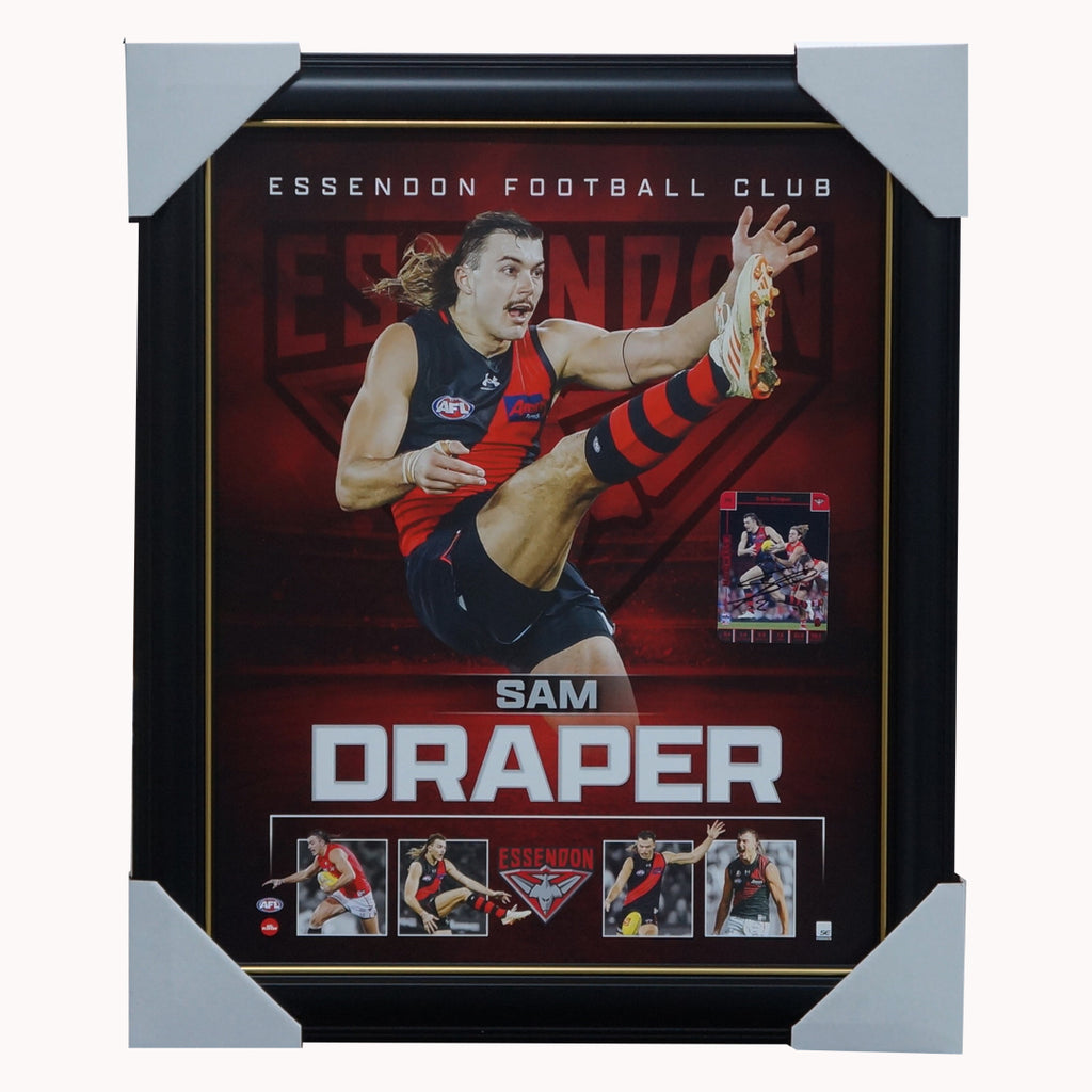 Sam Draper Essendon F.C. 2023 Official AFL Sportsprint Framed + Signed Card - 5549