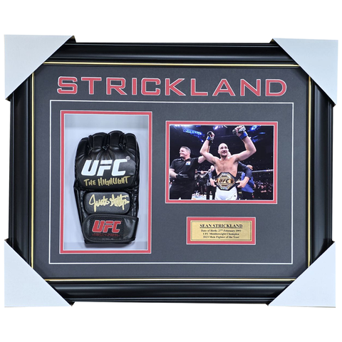 Sean Strickland Signed UFC Glove Box Framed With Photo - 7629