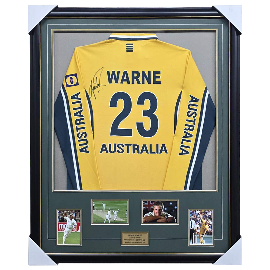 Shane Warne Signed Australia Jersey Framed - 7394