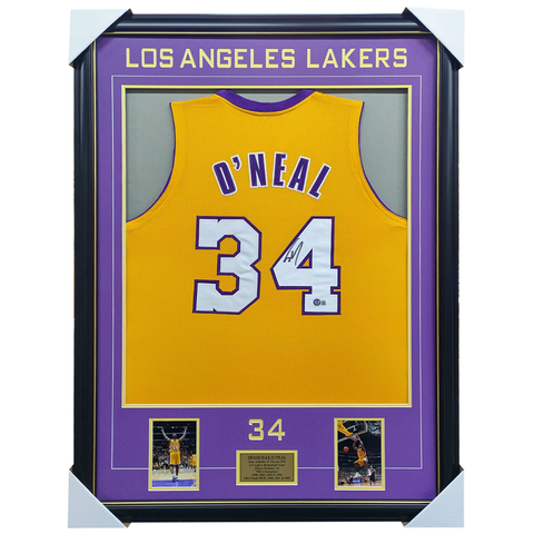 Shaquille O'neal Signed Los Angeles Lakers Nba Jersey Framed 4 X Nba Champion - 3602
