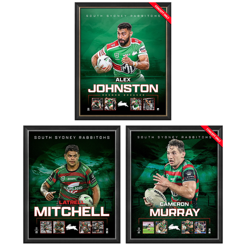 South Sydney Rabbitohs Package Official Licensed NRL Prints Framed Murray Mitchell Johnston - 7514