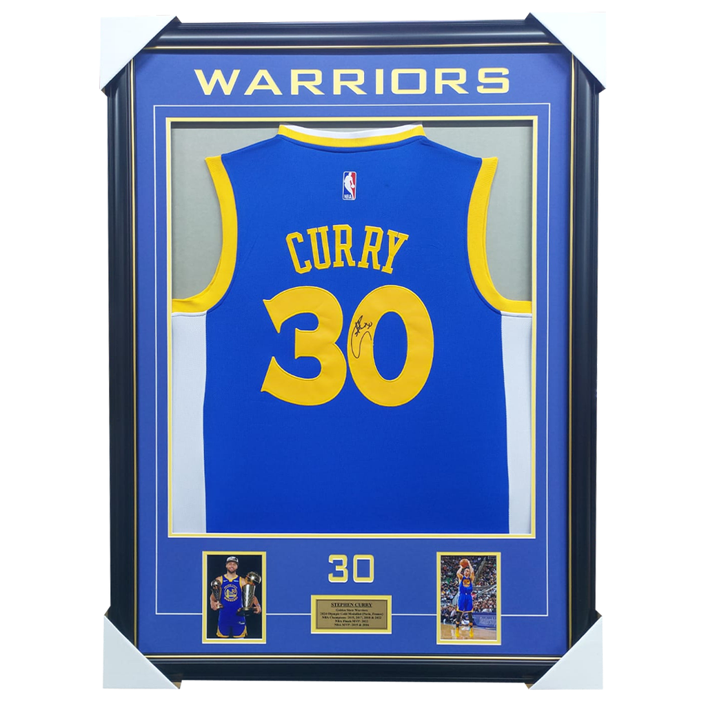 Stephen Curry Signed NBA Golden State Warriors Jersey Framed With Photos - 7332