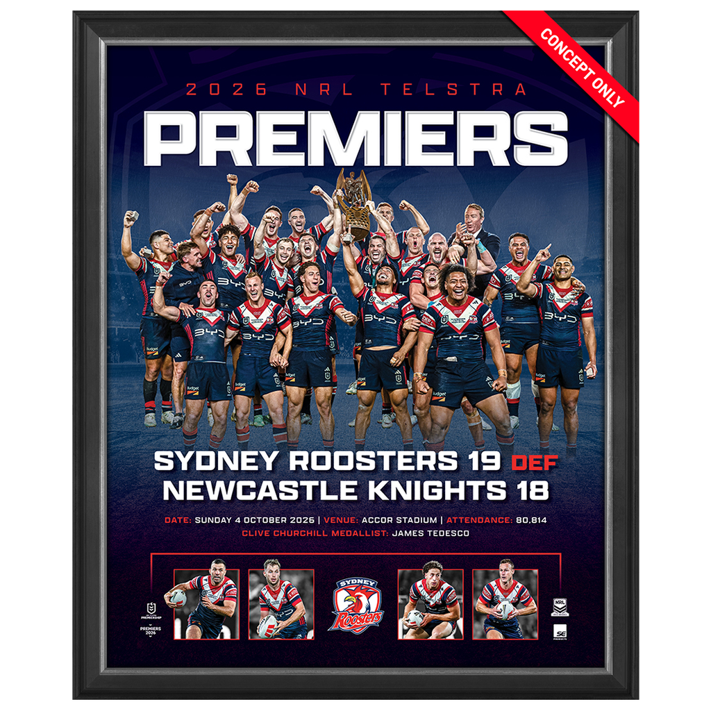 Sydney Roosters 2026 NRL Premiers Official Sportsprint Framed - 7674