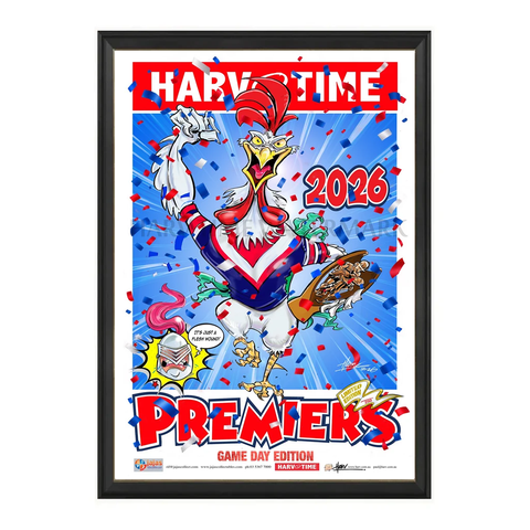 Sydney Roosters 2026 NRL Premiership Poster, GAME DAY, Harv Time Print Framed - 7664