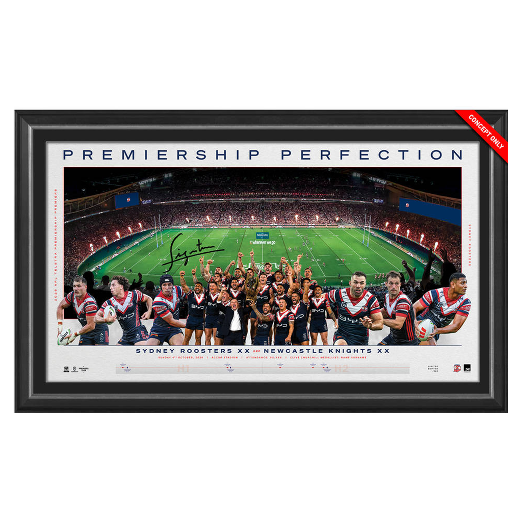 Sydney Roosters 2026 NRL Premiers Official Signed Sam Walker Panoramic Framed - 7668