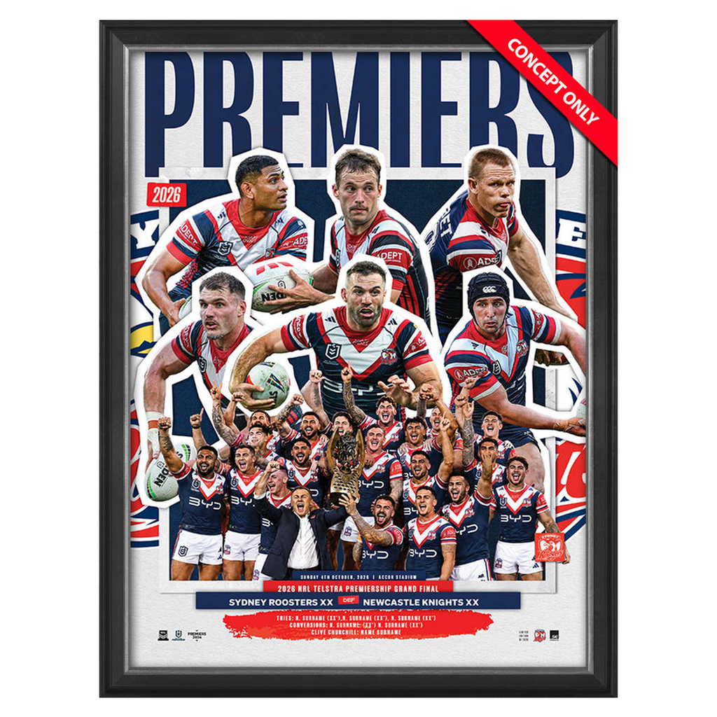 Sydney Roosters 2026 NRL Premiers Official Sportsprint Framed - 7666