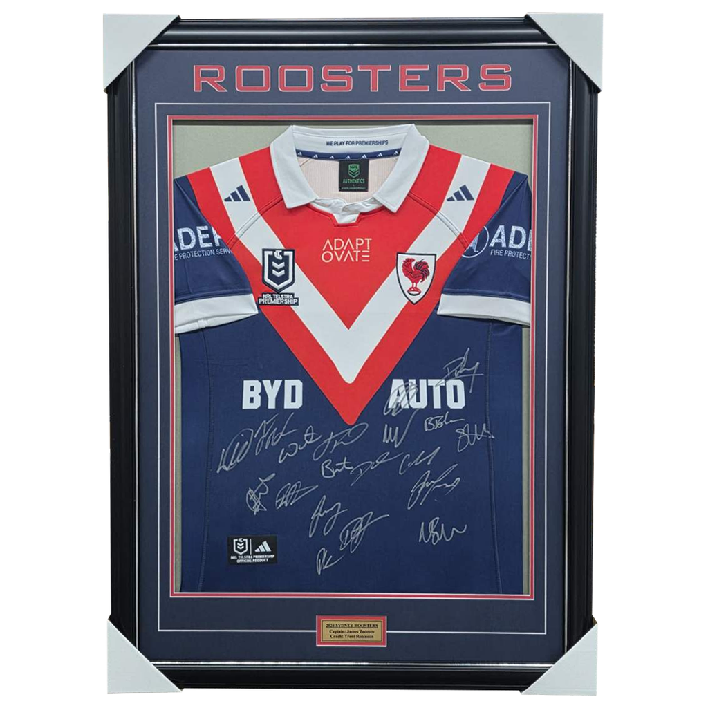 Sydney Roosters Signed 2026 Mens 1976 Retro Team Jersey Framed - 7606