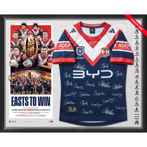Sydney Roosters 2026 NRL Premiers Official Team Signed Jersey Framed - 7667