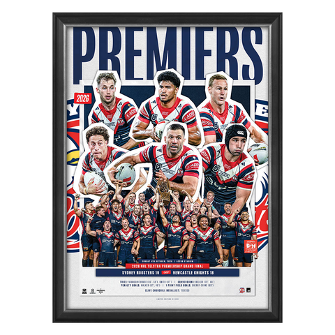 Sydney Roosters 2026 NRL Premiers Official Sportsprint Framed - 7666
