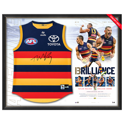 Taylor Walker Signed Adelaide Retirement Guernsey Display Official AFL Framed - 7602