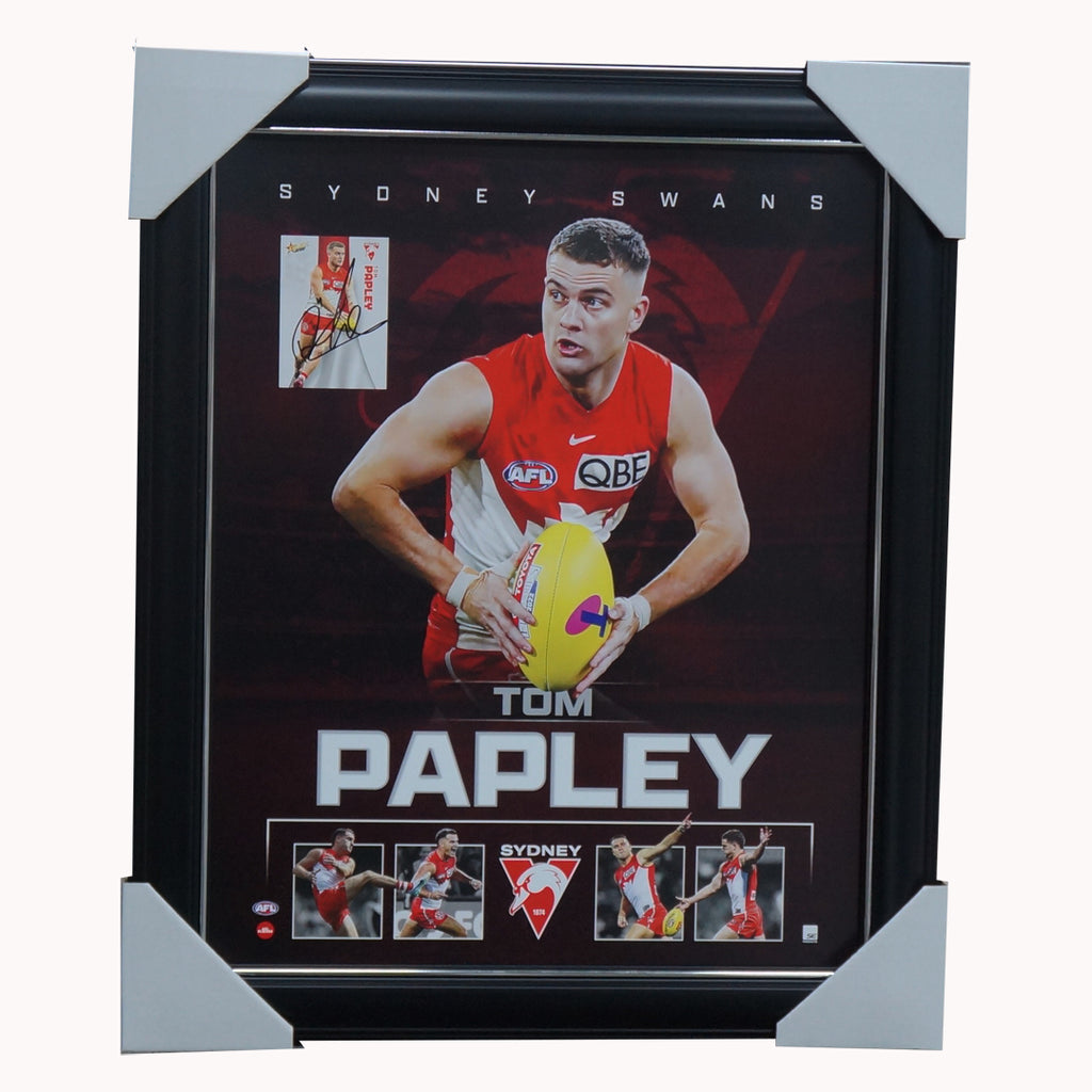 Tom Papley Sydney Swans 2023 Official AFL Sportsprint Framed + Signed Card - 5531